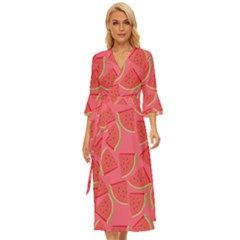 Watermelon Background Watermelon Wallpaper Midsummer Wrap Dress