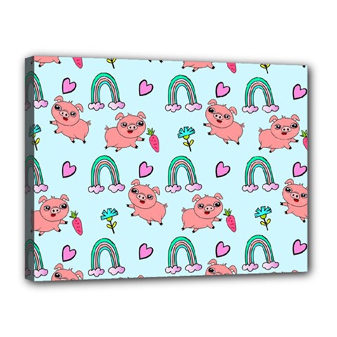 Pigs Pattern Art Design Drawing Sketch Wallpaper Canvas 16  X 12  (stretched) by pakminggu