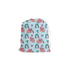 Pigs Pattern Art Design Drawing Sketch Wallpaper Drawstring Pouch (small) by pakminggu