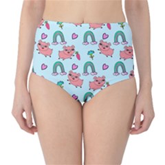 Pigs Pattern Art Design Drawing Sketch Wallpaper Classic High-waist Bikini Bottoms by pakminggu