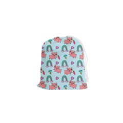 Pigs Pattern Art Design Drawing Sketch Wallpaper Drawstring Pouch (xs) by pakminggu