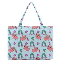 Pigs Pattern Art Design Drawing Sketch Wallpaper Zipper Medium Tote Bag by pakminggu