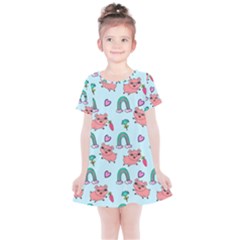 Pigs Pattern Art Design Drawing Sketch Wallpaper Kids  Simple Cotton Dress by pakminggu