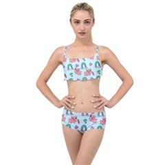 Pigs Pattern Art Design Drawing Sketch Wallpaper Layered Top Bikini Set by pakminggu