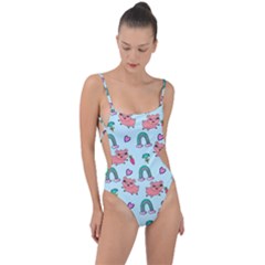 Pigs Pattern Art Design Drawing Sketch Wallpaper Tie Strap One Piece Swimsuit by pakminggu