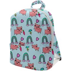 Pigs Pattern Art Design Drawing Sketch Wallpaper Zip Up Backpack by pakminggu