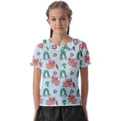 Pigs Pattern Art Design Drawing Sketch Wallpaper Kids  Frill Chiffon Blouse by pakminggu