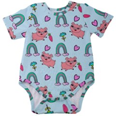 Pigs Pattern Art Design Drawing Sketch Wallpaper Baby Short Sleeve Bodysuit