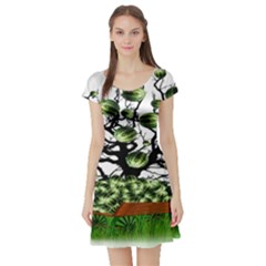 Watermelon Tree Abstraction On Watermelon Abundance Short Sleeve Skater Dress by pakminggu