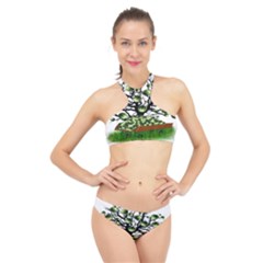 Watermelon Tree Abstraction On Watermelon Abundance High Neck Bikini Set by pakminggu