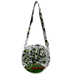 Watermelon Tree Abstraction On Watermelon Abundance Crossbody Circle Bag by pakminggu