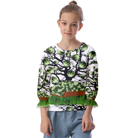 Watermelon Tree Abstraction On Watermelon Abundance Kids  Cuff Sleeve Top by pakminggu