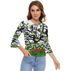 Watermelon Tree Abstraction On Watermelon Abundance Bell Sleeve Top