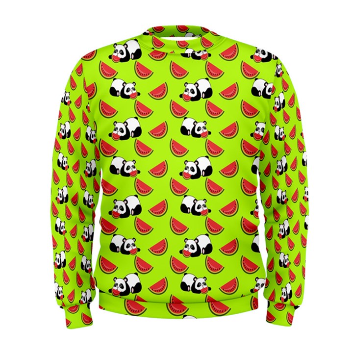 Watermelon Panda Background Wallpaper Men s Sweatshirt