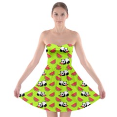 Watermelon Panda Background Wallpaper Strapless Bra Top Dress by pakminggu