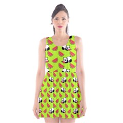 Watermelon Panda Background Wallpaper Scoop Neck Skater Dress by pakminggu