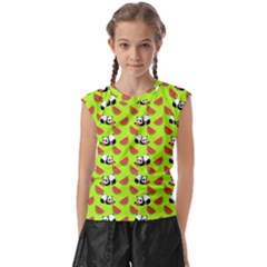 Watermelon Panda Background Wallpaper Kids  Raglan Cap Sleeve Tee by pakminggu