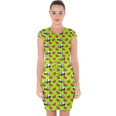 Watermelon Panda Background Wallpaper Capsleeve Drawstring Dress  by pakminggu