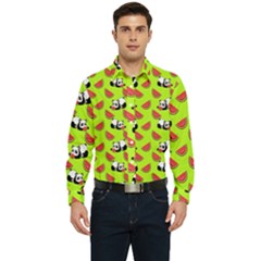 Watermelon Panda Background Wallpaper Men s Long Sleeve  Shirt by pakminggu