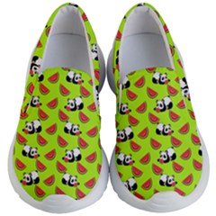 Watermelon Panda Background Wallpaper Kids Lightweight Slip Ons by pakminggu