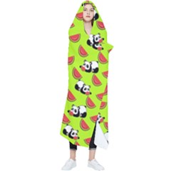 Watermelon Panda Background Wallpaper Wearable Blanket by pakminggu