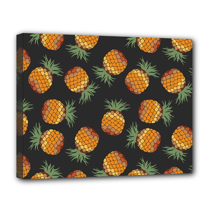 Pineapple Background Pineapple Pattern Canvas 14  x 11  (Stretched)