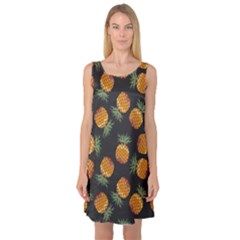 Pineapple Background Pineapple Pattern Sleeveless Satin Nightdress by pakminggu