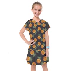 Pineapple Background Pineapple Pattern Kids  Drop Waist Dress by pakminggu