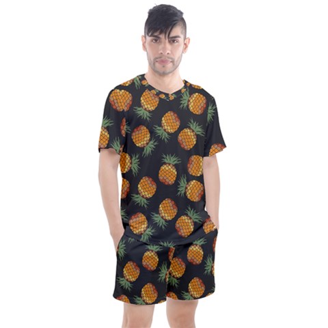 Pineapple Background Pineapple Pattern Men s Mesh Tee And Shorts Set by pakminggu