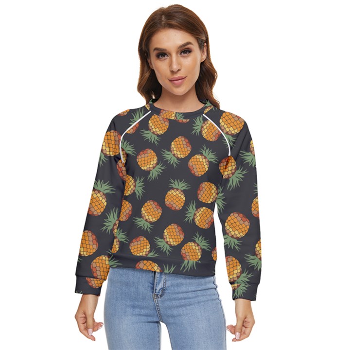 Pineapple Background Pineapple Pattern Women s Long Sleeve Raglan Tee