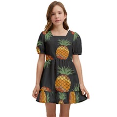 Pineapple Background Pineapple Pattern Kids  Short Sleeve Dolly Dress by pakminggu