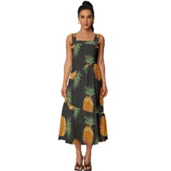 Pineapple Background Pineapple Pattern Square Neckline Tiered Midi Dress by pakminggu