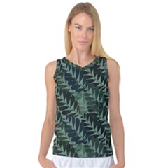 Background Pattern Leaves Texture Design Wallpaper Women s Basketball Tank Top by pakminggu