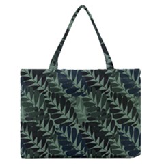 Background Pattern Leaves Texture Design Wallpaper Zipper Medium Tote Bag by pakminggu