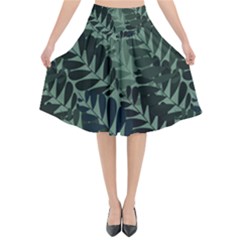 Background Pattern Leaves Texture Design Wallpaper Flared Midi Skirt by pakminggu