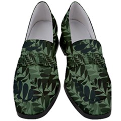 Background Pattern Leaves Texture Design Wallpaper Women s Chunky Heel Loafers by pakminggu