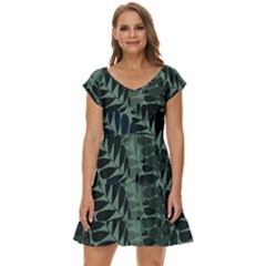 Background Pattern Leaves Texture Design Wallpaper Short Sleeve Tiered Mini Dress by pakminggu