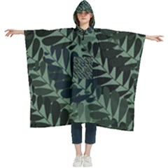 Background Pattern Leaves Texture Design Wallpaper Women s Hooded Rain Ponchos