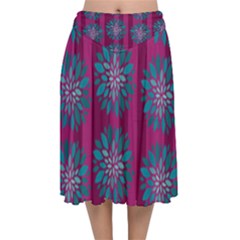 Art Floral Pattern Flower Seamless Decorative Velvet Flared Midi Skirt by pakminggu