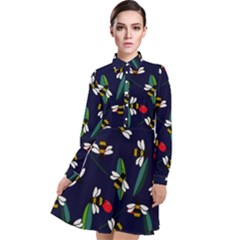 Art Floral Design Pattern Floral Pattern Long Sleeve Chiffon Shirt Dress by pakminggu