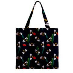 Art Floral Design Pattern Floral Pattern Zipper Grocery Tote Bag