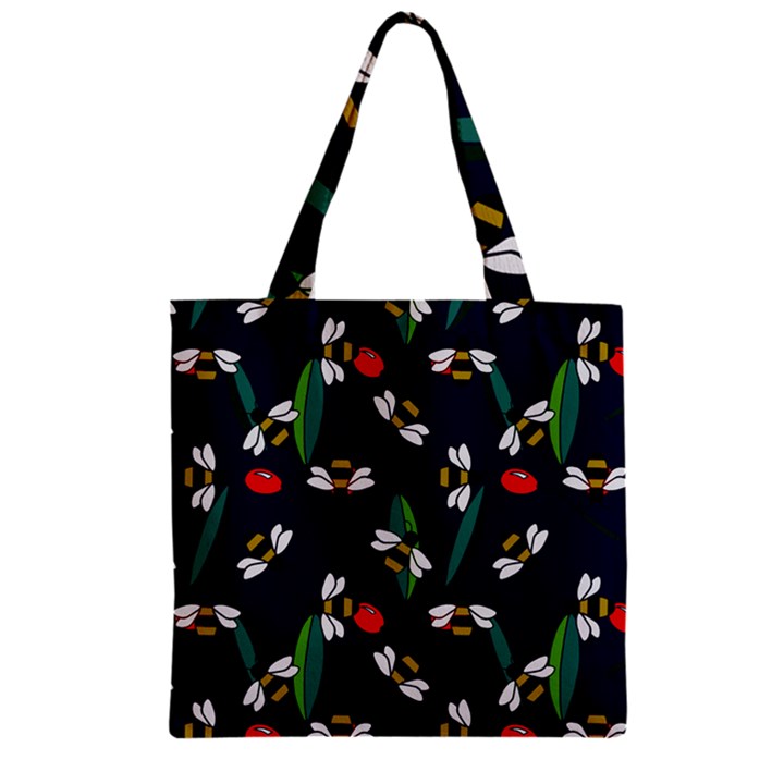 Art Floral Design Pattern Floral Pattern Zipper Grocery Tote Bag