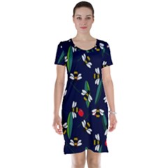 Art Floral Design Pattern Floral Pattern Short Sleeve Nightdress