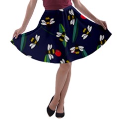 Art Floral Design Pattern Floral Pattern A-line Skater Skirt