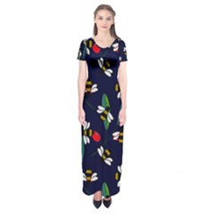 Art Floral Design Pattern Floral Pattern Short Sleeve Maxi Dress by pakminggu