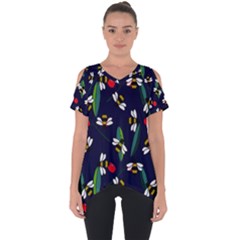 Art Floral Design Pattern Floral Pattern Cut Out Side Drop Tee by pakminggu