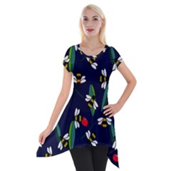 Art Floral Design Pattern Floral Pattern Short Sleeve Side Drop Tunic by pakminggu