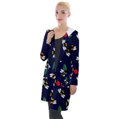 Art Floral Design Pattern Floral Pattern Hooded Pocket Cardigan