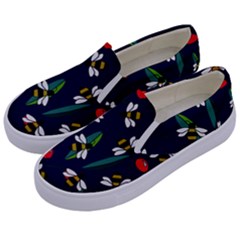 Art Floral Design Pattern Floral Pattern Kids  Canvas Slip Ons by pakminggu