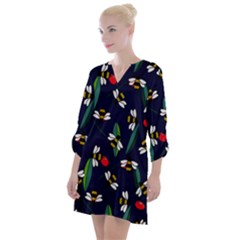 Art Floral Design Pattern Floral Pattern Open Neck Shift Dress by pakminggu